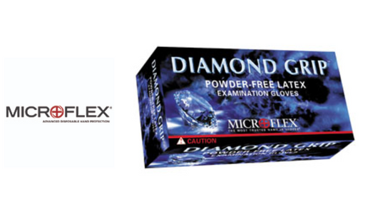 (MFX-MF300L) Diamond Grip Powder-Free Latex Examination Gloves, Natural, Large